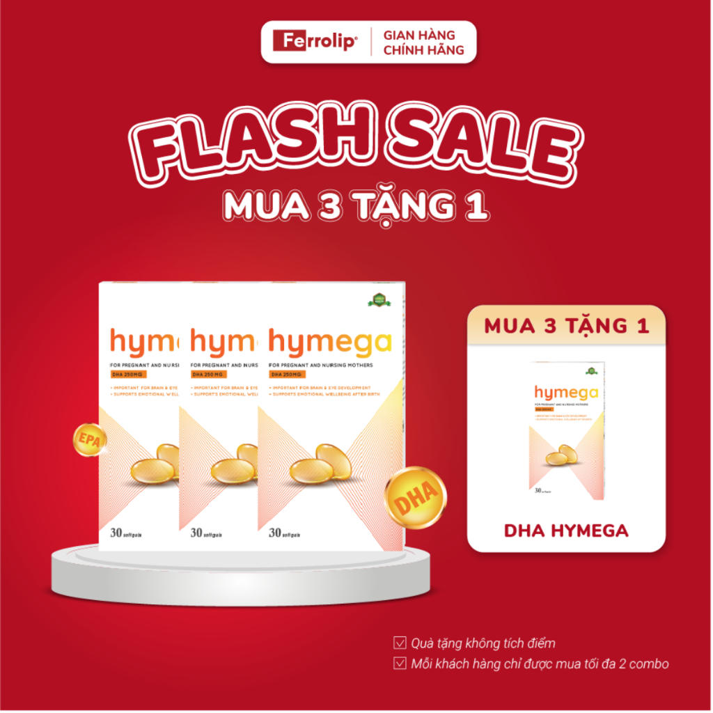 Combo 3 hộp DHA Hymega bổ sung DHA, EPA tặng 1 hộp Hymega (quà không tích điểm)