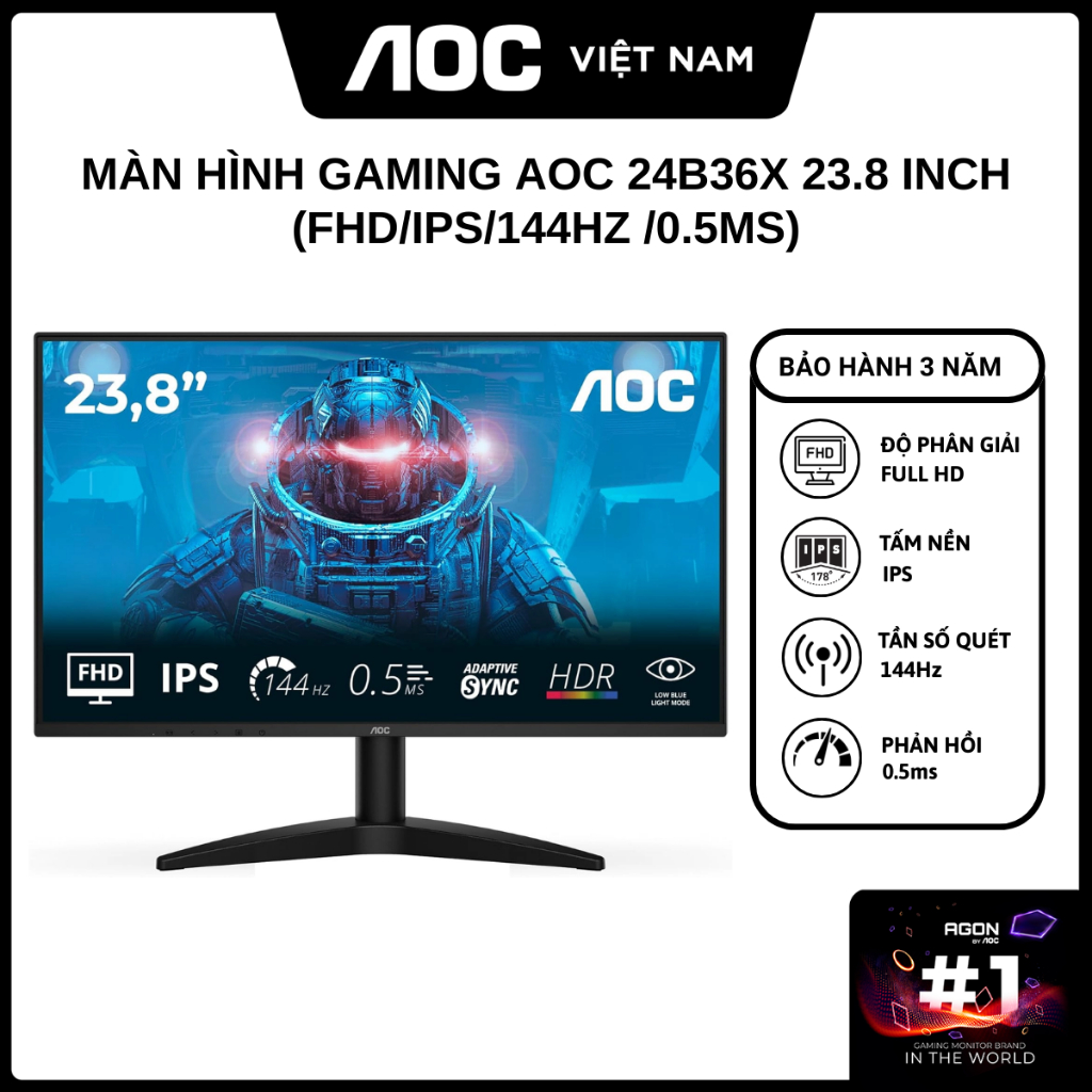Màn Hình Gaming 24B36X 24 inch ( FHD/IPS/144Hz/0.5ms ) - Hàng Chính Hãng