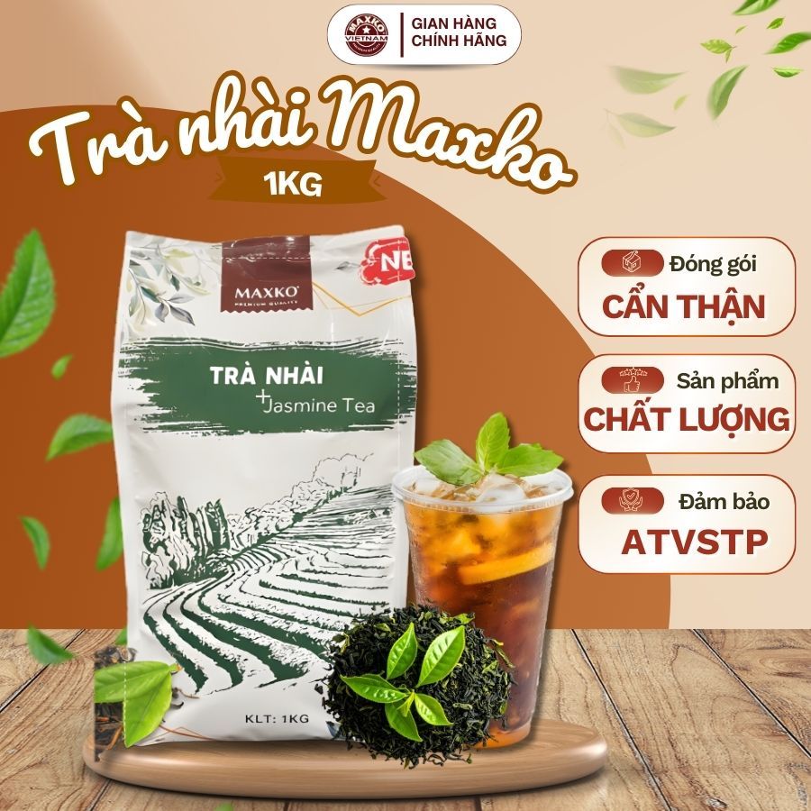 Trà Nhài Maxko (Túi 1Kg) - Hương Thơm Ngát Vị Thanh Nhẹ, Tiện Lợi Pha Chế