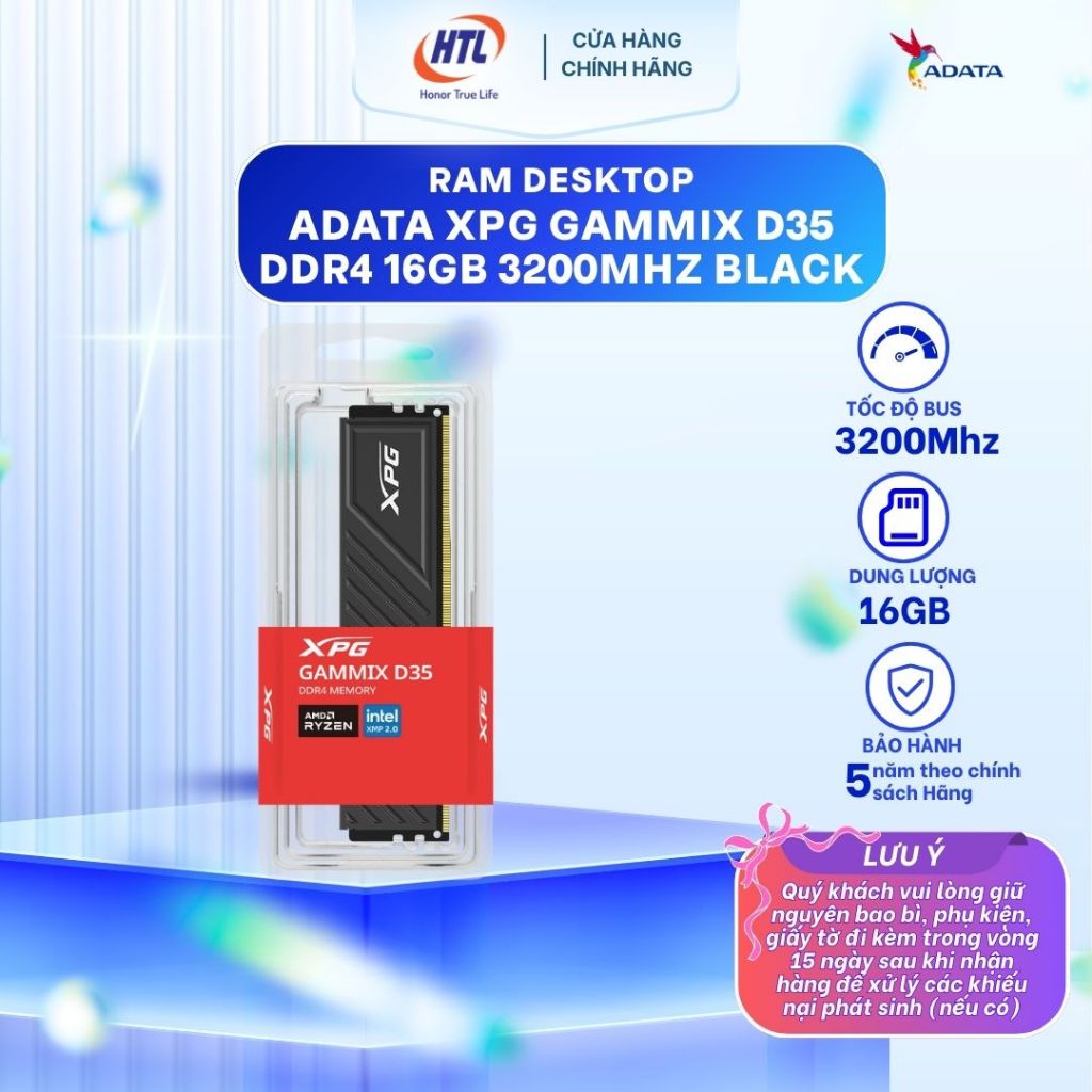 Ram Desktop ADATA XPG GAMMIX D35 DDR4 16GB 3200Mhz Black