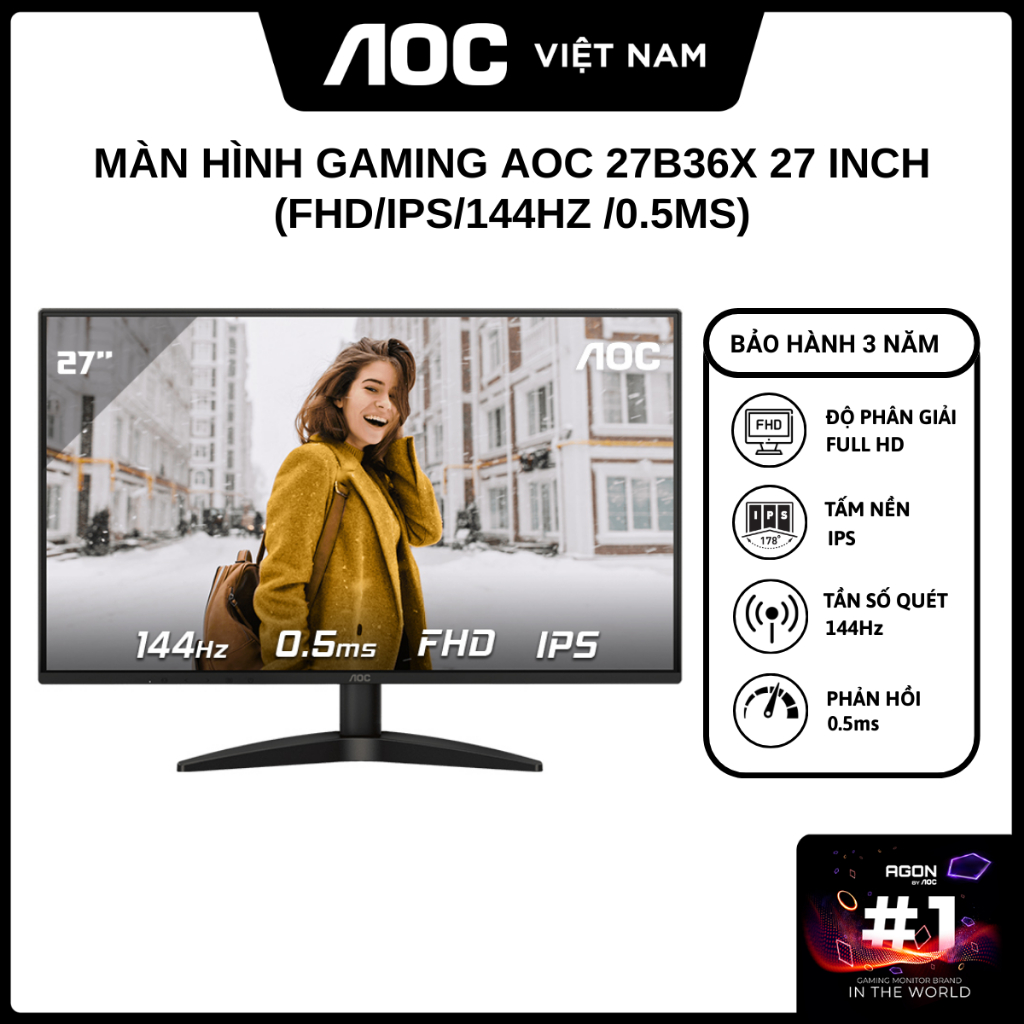 Màn Hình Gaming 27B36X 27 inch ( FHD/IPS/144Hz/0.5ms ) - Hàng Chính Hãng
