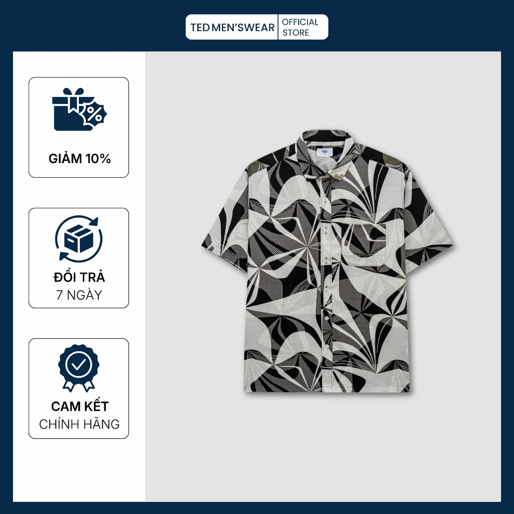 [GIẢM 15%] Áo Sơ Mi Nam Lyocell Cotton Hoạ Tiết Form Slim Fit Phong Cách Printed Pattern