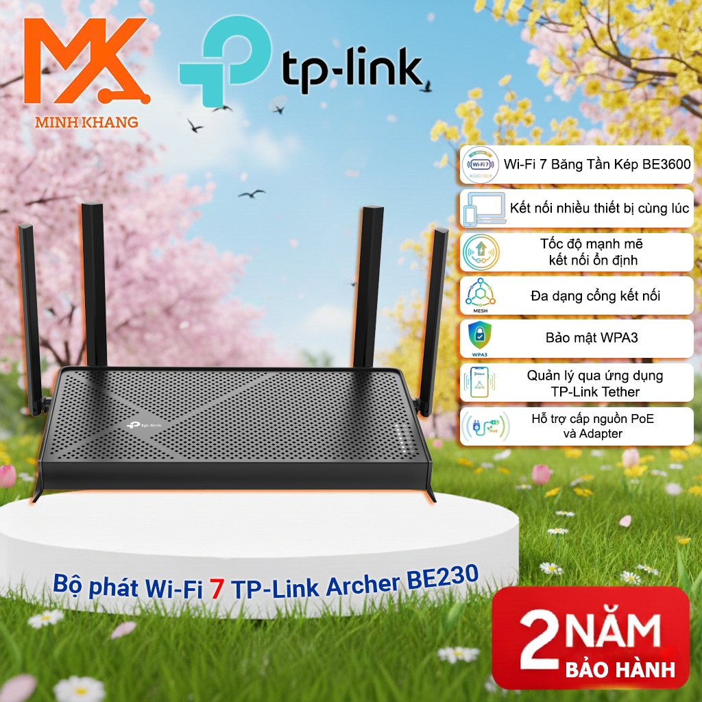 [Bán Chạy] TP-Link Archer BE230 – Router Wi-Fi 7 Băng Tần Kép BE3600, Tốc Độ Siêu Nhanh, Kết Nối Ổn 