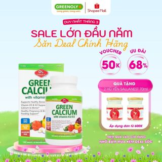 Viên Uống Bổ Sung Canxi Hữu Cơ Olympian Labs Green Calcium Cho Bà Bầu, Sau Sinh Và Trẻ Em, Giúp Xương Chắc Khỏe 100 Viên