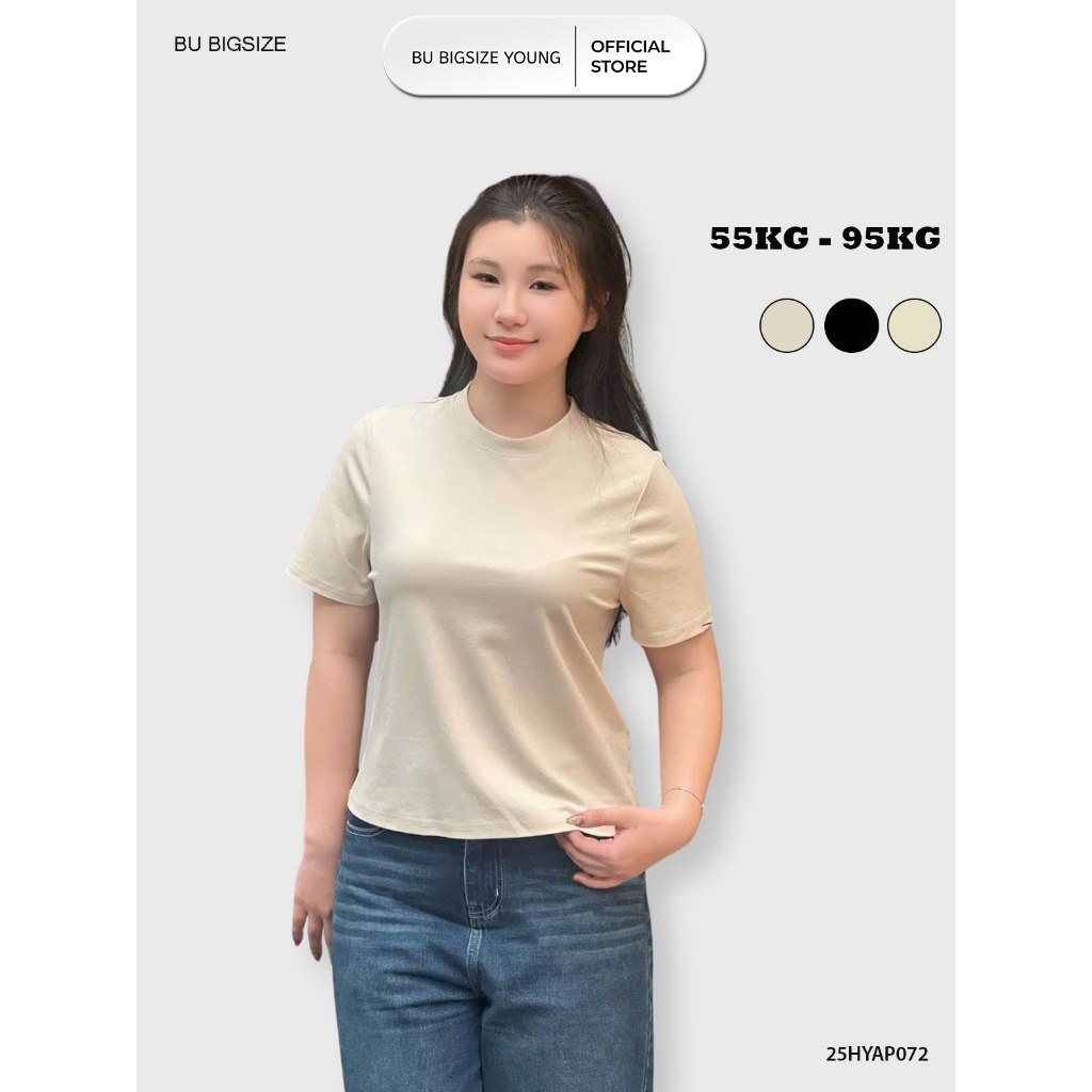 Áo babytee trơn BIGSIZE (55kg đến 95kg) – 26HAP006 - [BU Bigsize Young]