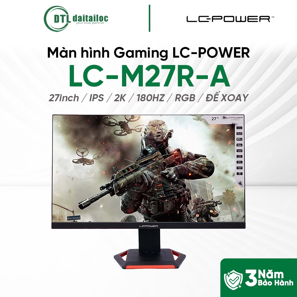 Màn hình Gaming LC-POWER LC-M27R-A 27inch IPS 2K 180HZ HDMI DP RGB I Chính hãng I Bảo hành 36 tháng