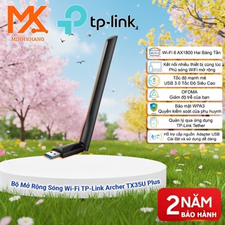 TP-Link Archer TX35U Plus Adapter USB Wi-Fi 6 AX1800 – Hiệu Suất Cao, Băng Tần Kép 2.4GHz & 5GHz, Chính Hãng