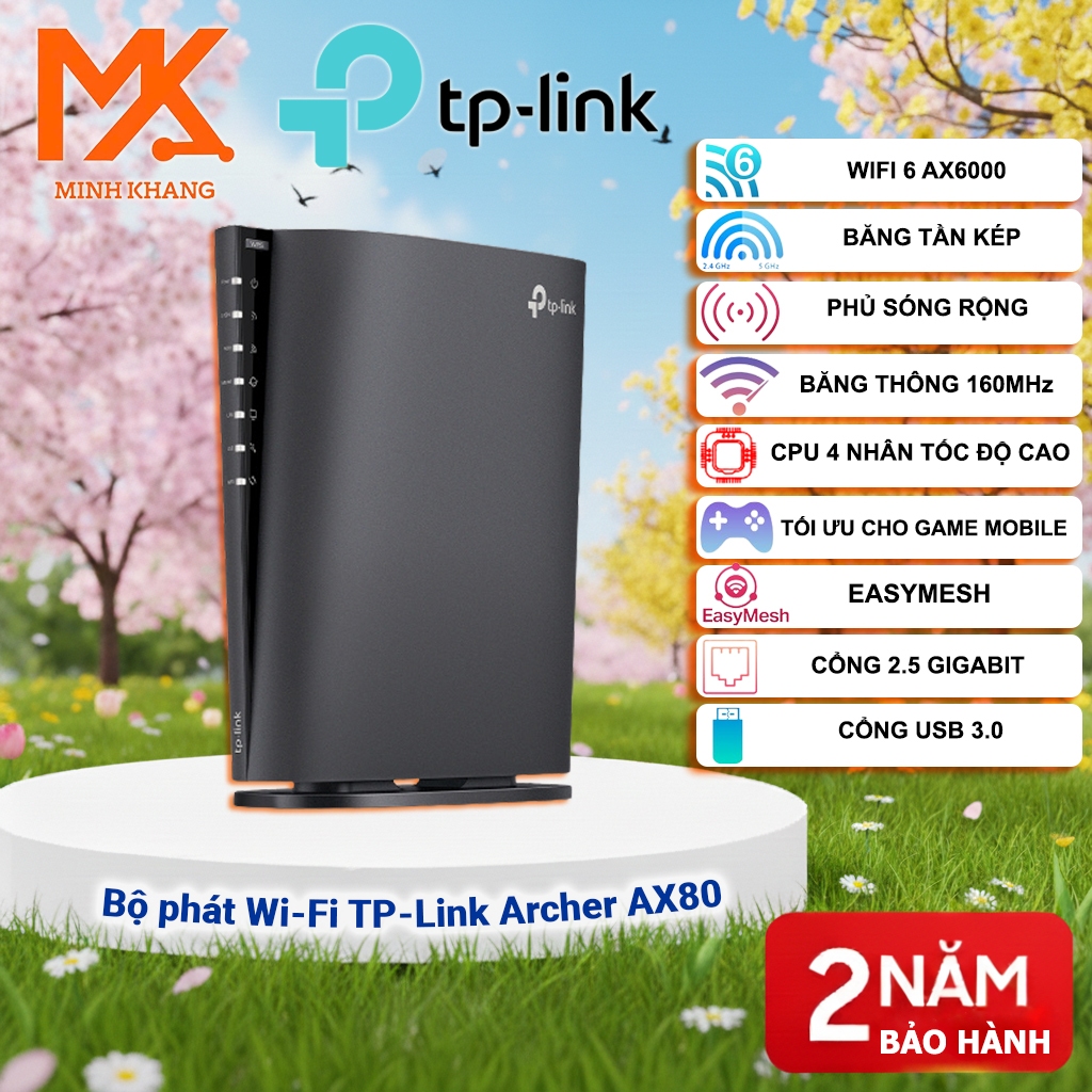 TP-Link Archer AX80 – Router Wi-Fi 6 AX6000, 8 Stream, Cổng 2.5G