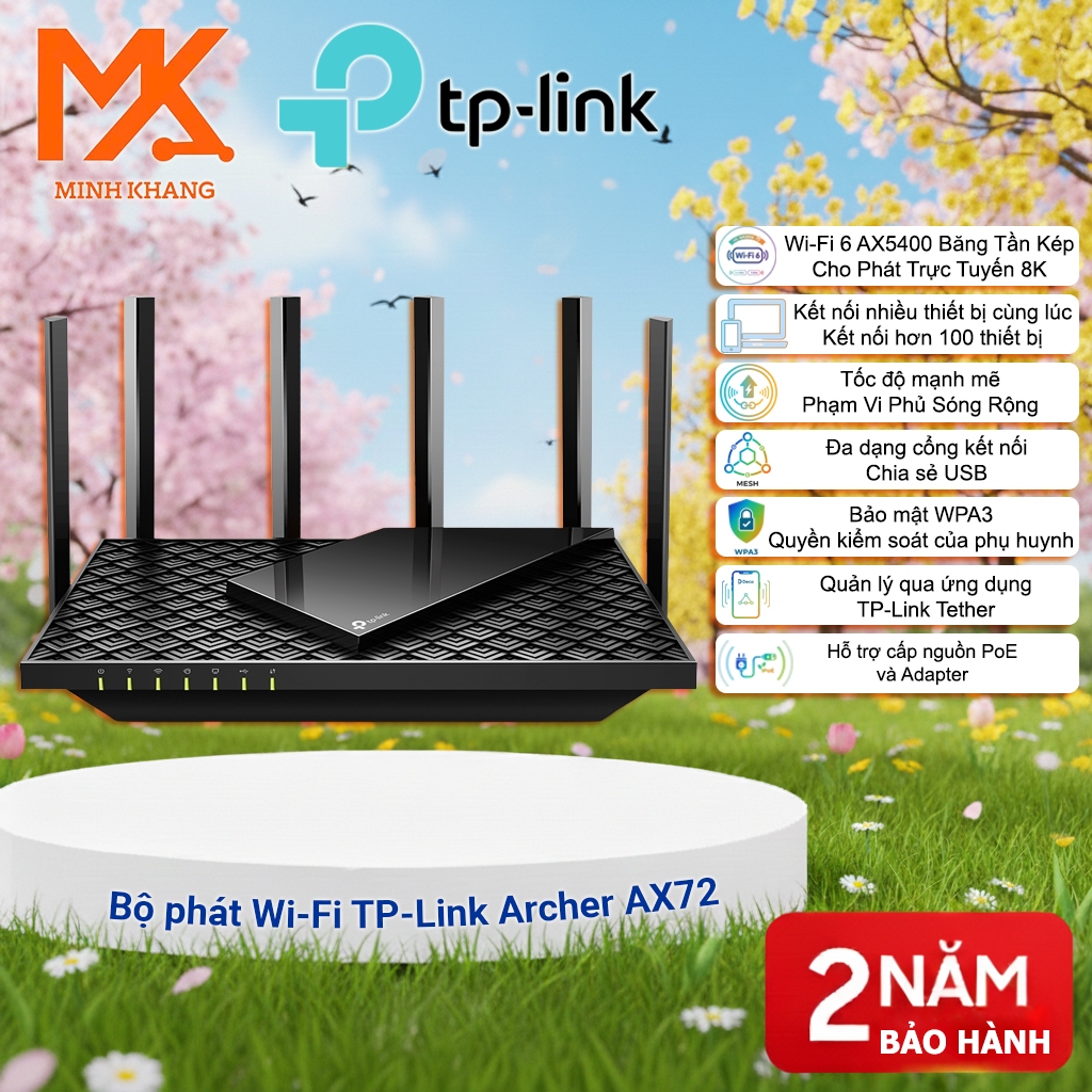 [TP-Link Chính Hãng] Router WiFi 6 TP-Link Archer AX72 – Băng Tần Kép AX5400 – Gigabit – Tốc Độ Cao,