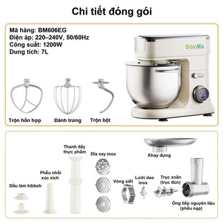 Máy trộn bột, nhồi xúc xích 6 trong 1. Thương hiệu Mỹ cao cấp Biolomix - BM606EG - Bảo hành 12 tháng