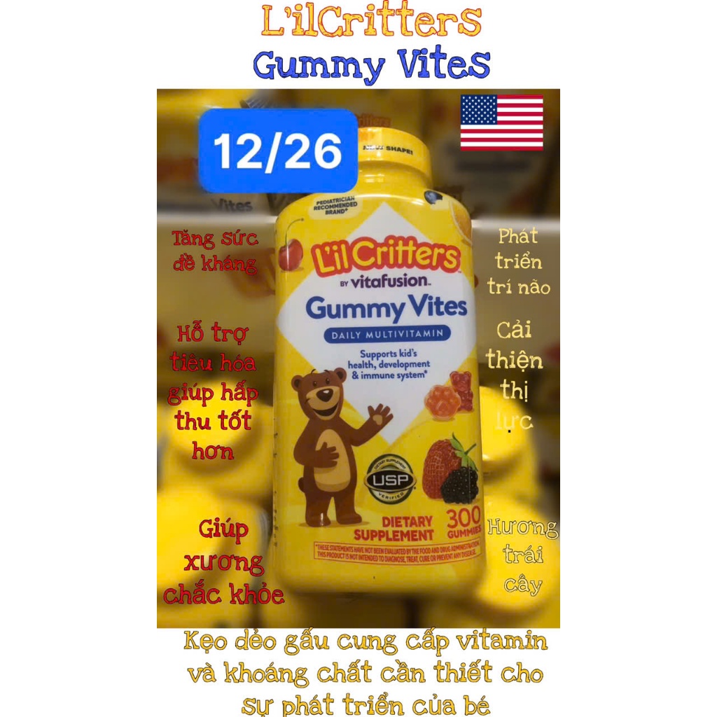 Kẹo dẻo gấu Gummy Vites (mỹ)