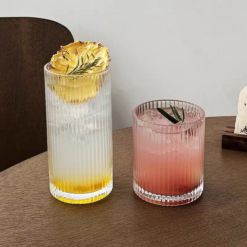 Ly thủy tinh 260ml 360ml, cốc chịu nhiệt vân sọc cao cấp chịu nhiệt uồng cafe trà, cafe, cocktail