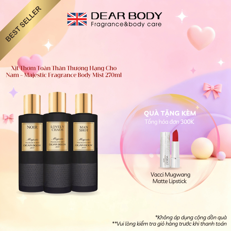Xịt Thơm Toàn Thân Thượng Hạng Cho Nam DEAR BODY Majestic Fragrance Body Mist 270ml
