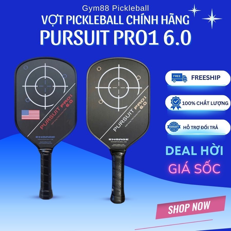 Vợt Pickleball Engage Pickleball Pursuit Pro1 6.0 – 16mm Chính Hãng, Chuẩn USA Pickleball, Carbon T7