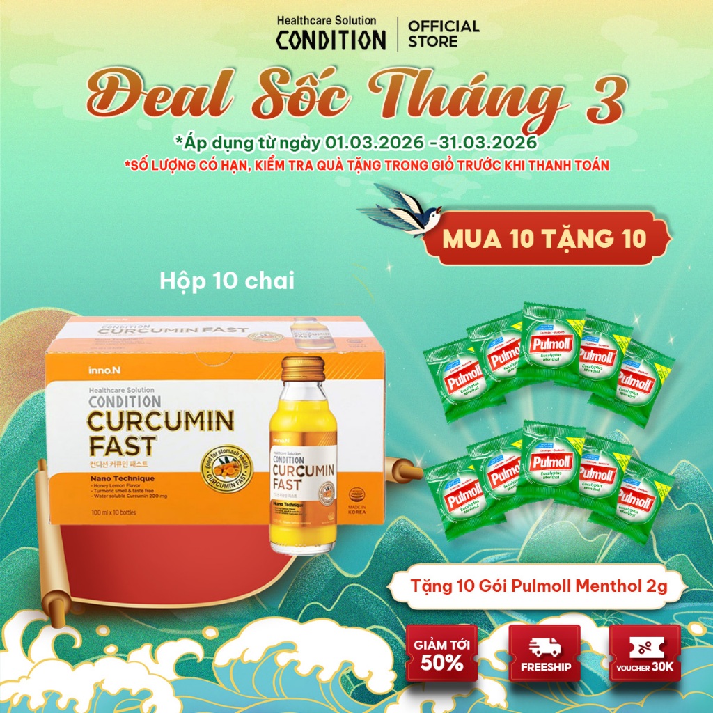 Nước tinh nghệ Nano Condition Curcumin Fast bảo vệ chức năng dạ dày