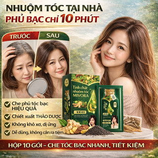 Dầu Gội Phủ Bạc Thảo Dược Hộp 10 Gói, Nhuộm Tóc Tại Nhà, Che Tóc Bạc, Dễ Dùng