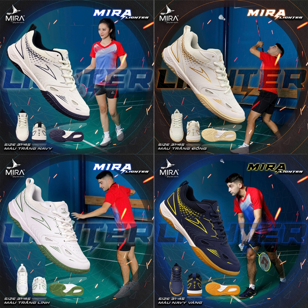 Giày cầu lông, Pickleball, Tennis chính hãng MIRA LIGHTER đế EVA cao cấp siêu nhẹ, giảm chấn, bám sân tốt