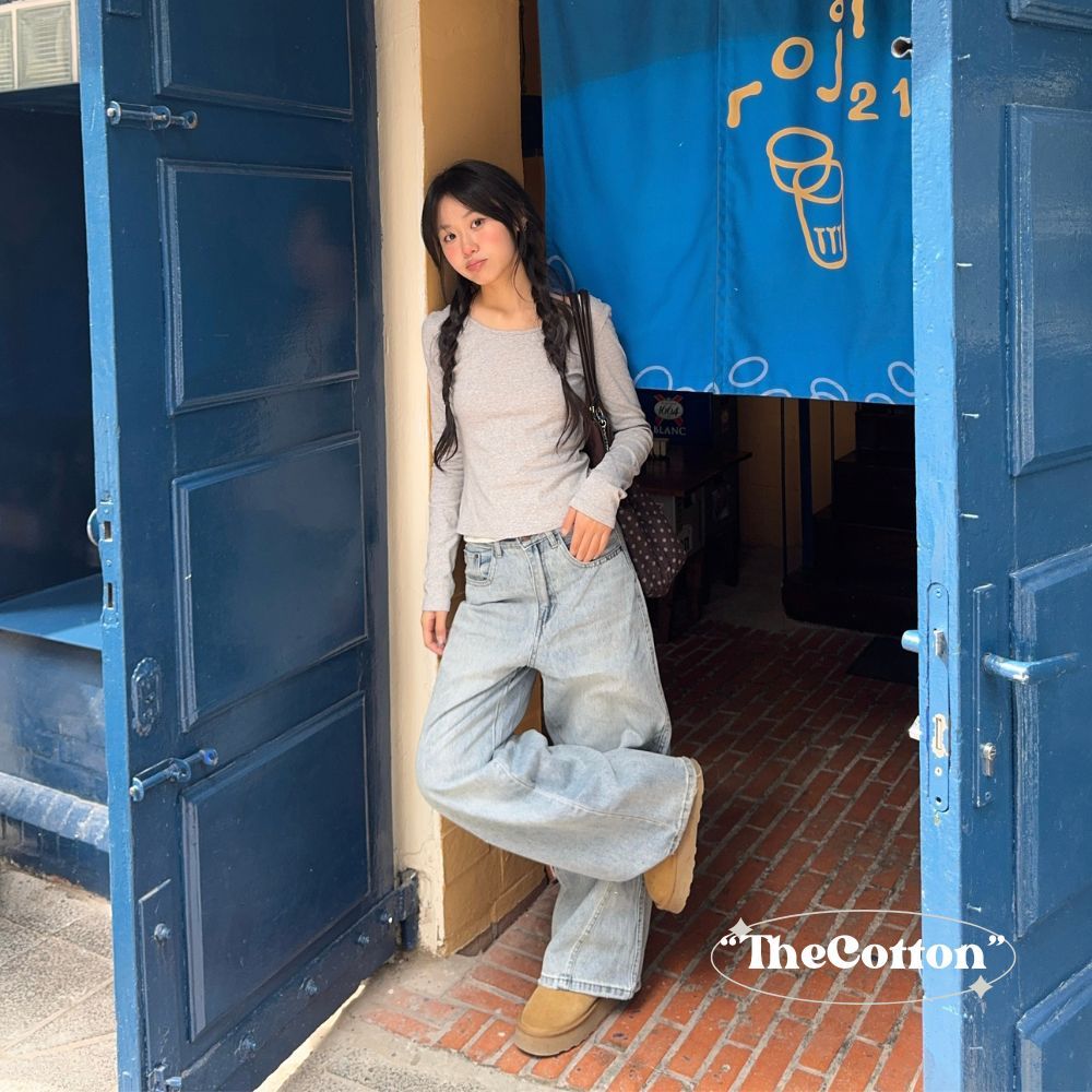 Quần jeans ống hoạ tiết mềm mịn TheCotton Quần bò ống gấu may viền chỉ | BigBuy360 - bigbuy360.vn
