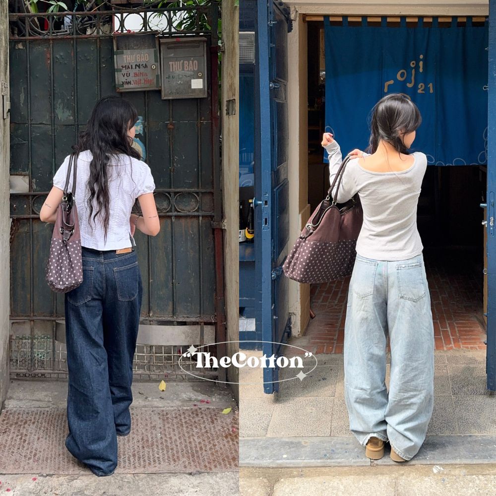 Quần jeans ống hoạ tiết mềm mịn TheCotton Quần bò ống gấu may viền chỉ | BigBuy360 - bigbuy360.vn