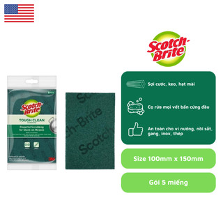 Vỉ 5 Miếng Cước Rửa Chén Bát, Chà Nồi Scotch-Brite 3M Chuyên Dụng Siêu Sạch, Bền Bỉ