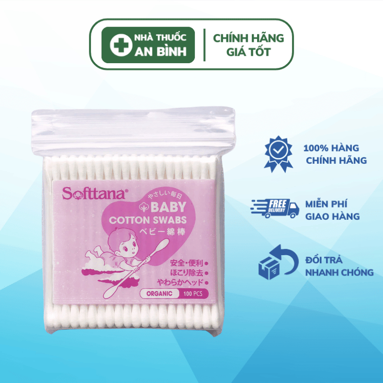 Tăm bông Softana dạng túi Zip tiện dụng que đầu tròn vệ sinh rốn, mắt, mũi cho bé
