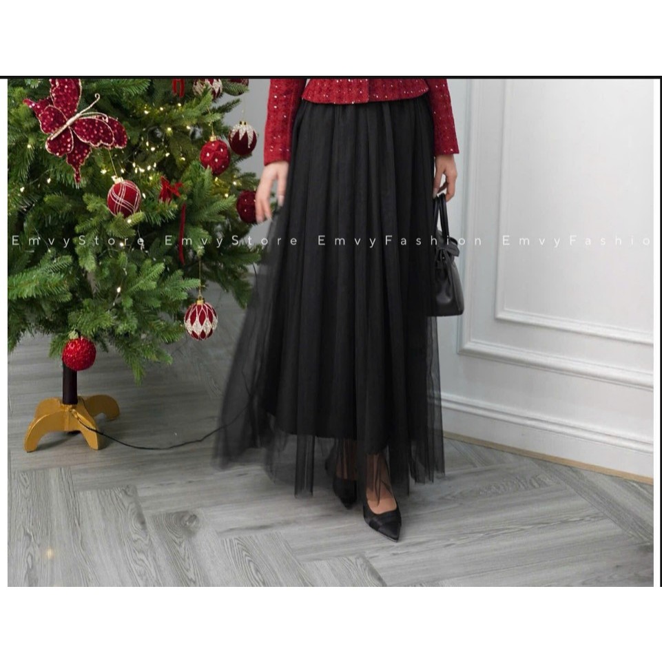CHÂN VÁY lưới dáng dài Công sở, thanh lịch Emvy Fashion CV39