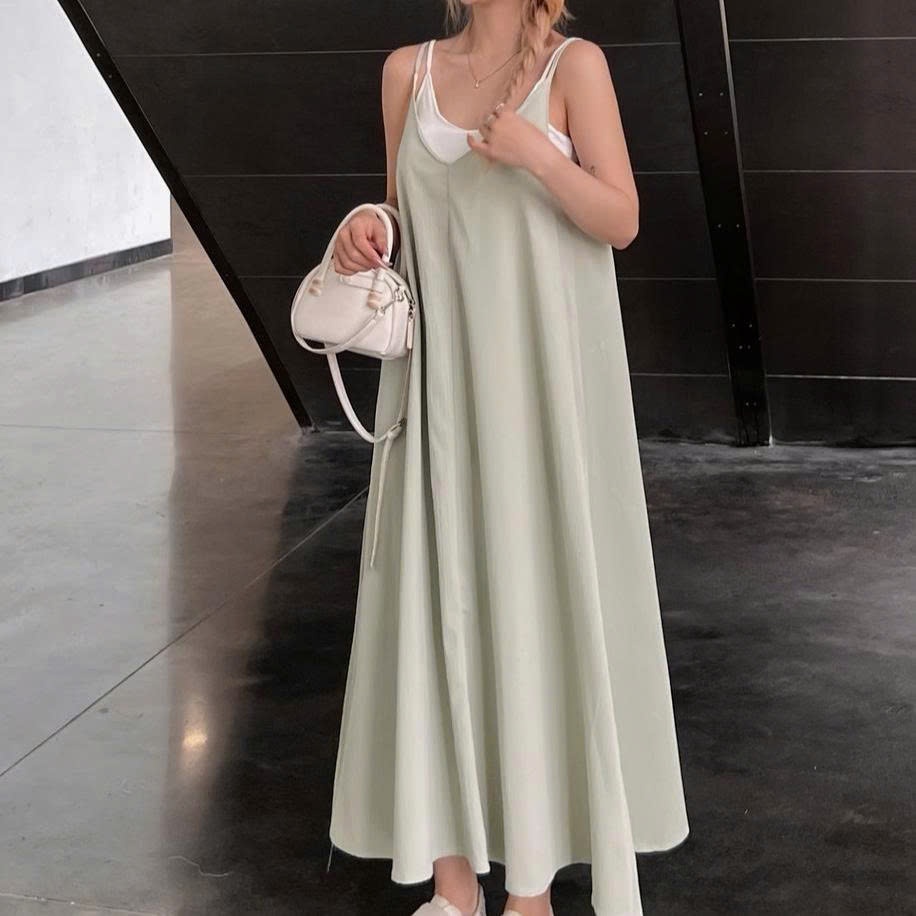 Đầm dài 2 dây dáng xoè vintage váy maxi đi biển tặng kèm quây rời - 247store | BigBuy360 - bigbuy360.vn