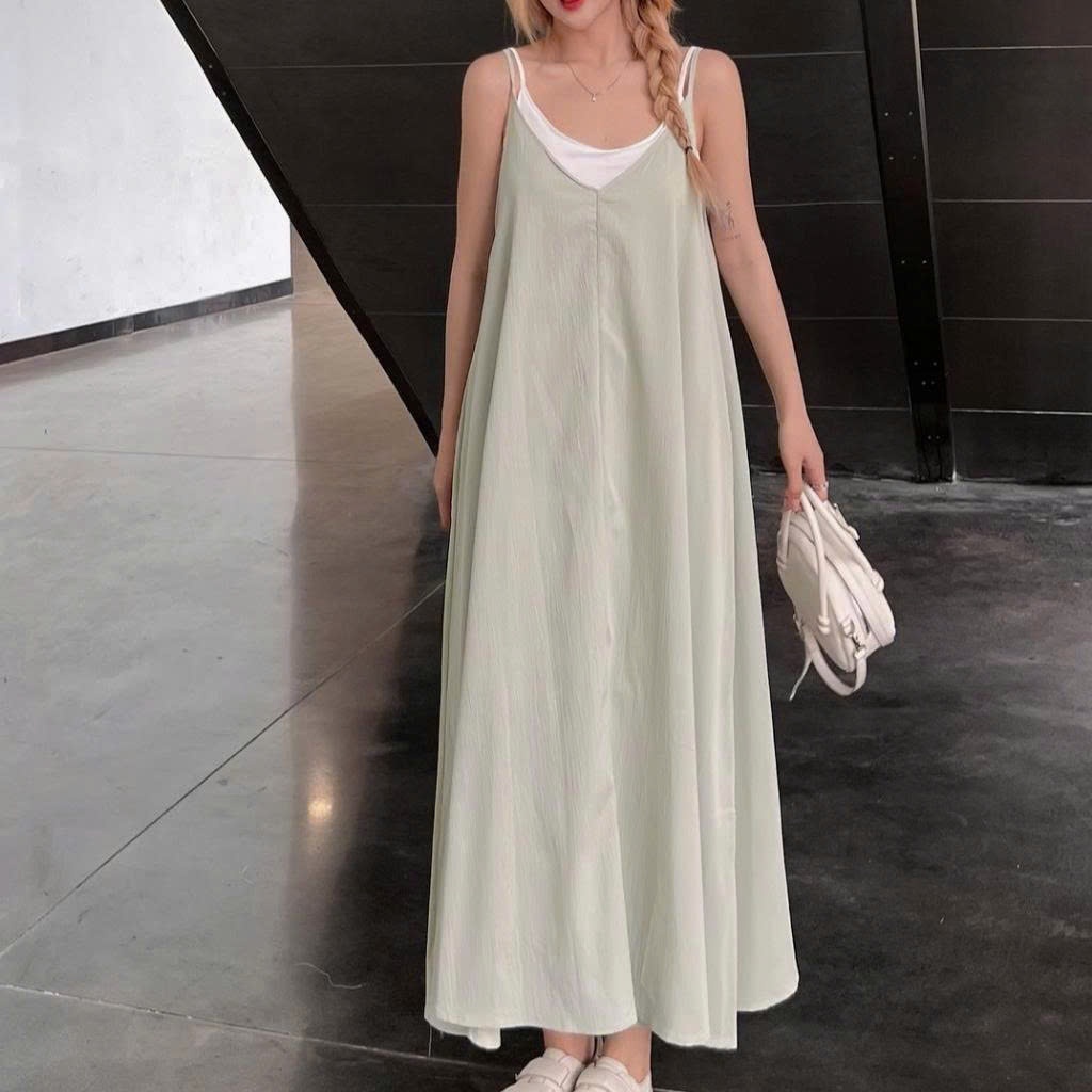 Đầm dài 2 dây dáng xoè vintage váy maxi đi biển tặng kèm quây rời - 247store | BigBuy360 - bigbuy360.vn