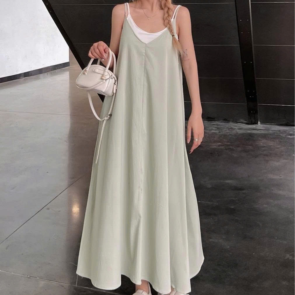 Đầm dài 2 dây dáng xoè vintage váy maxi đi biển tặng kèm quây rời - 247store | BigBuy360 - bigbuy360.vn