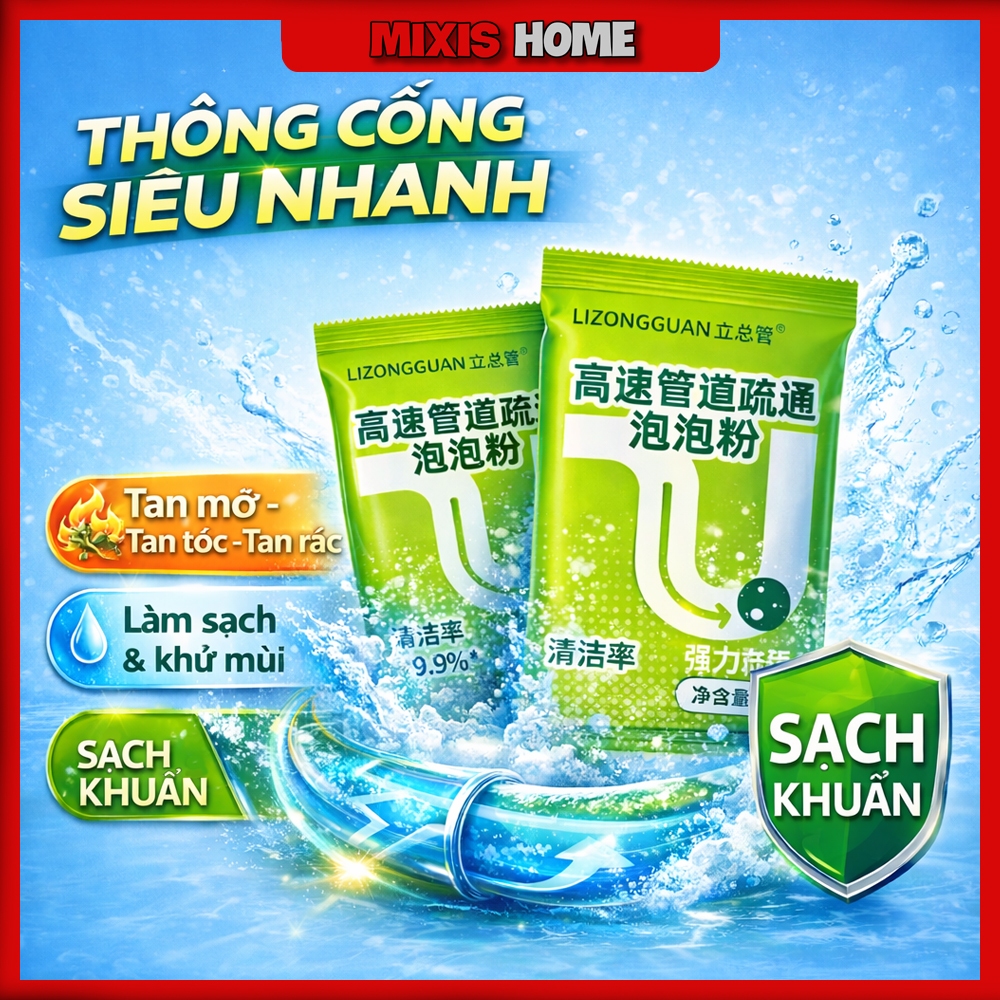 Gói Bột Thông Tắc Ống Dạng Bọt Hiệu Suất Cao Thông Nhanh Cống Bếp Bồn Cầu Tẩy Rửa Đa Năng - GD263