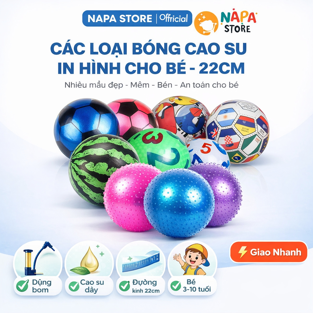 [ HỎA TỐC 4h ] Bóng Đá Cao Su 20-22cm Phù Hợp Bé Từ 2 Tuổi Đồ Chơi Vận Động Giúp Phát Triển Thể Chất