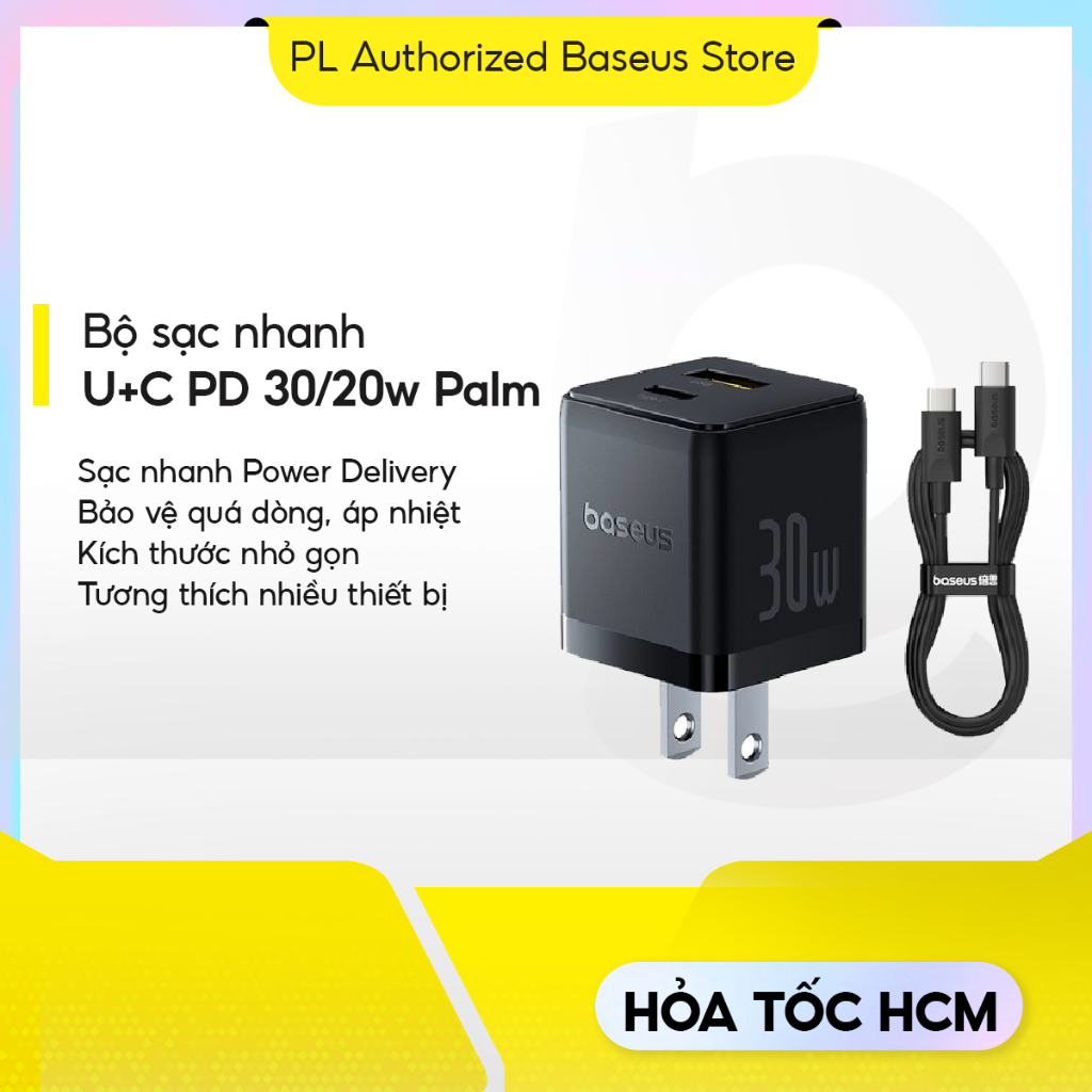 Củ Sạc Nhanh U+C PD 30w 20w Baseus Palm Nhỏ Gọn Chống Quá Dòng Quá Tải Nhiệt  IP Pad | BigBuy360 - bigbuy360.vn