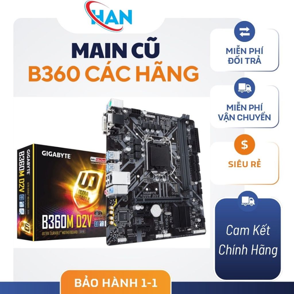 Main Aorus B360 pro 4 khe ram hàng xịn đủ chặn