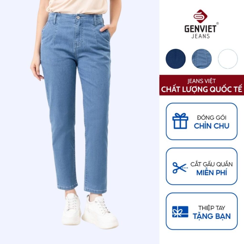 Quần dài Nữ Genviet vải Jeans Đơn giản form quần Tây DQ106J8523