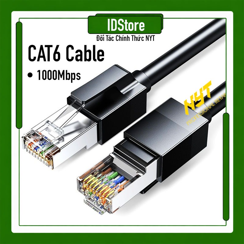 Dây Lan Đúc Sẵn Dây Tròn Cat6 UTP 1000Mbps Chống Nhiễu Dài 0.5M - 30M Cao Cấp NYT
