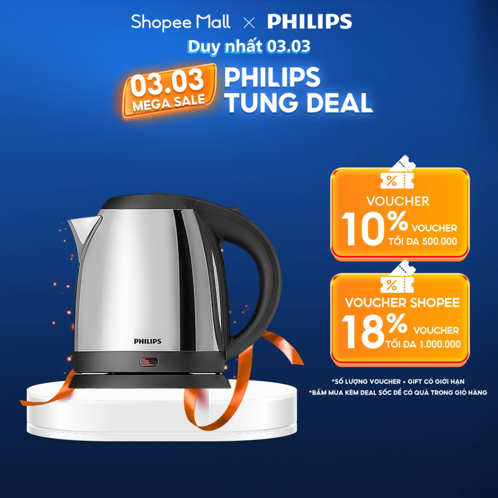 Bình đun siêu tốc PHILIPS HD9306 1.5L - Hàng Chính Hãng