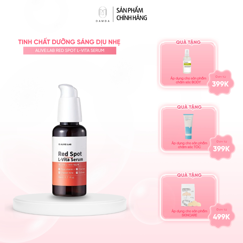 TINH CHẤT DƯỠNG SÁNG DỊU NHẸ ALIVE:LAB RED SPOT L-VITA SERUM 200ml |DAMDA