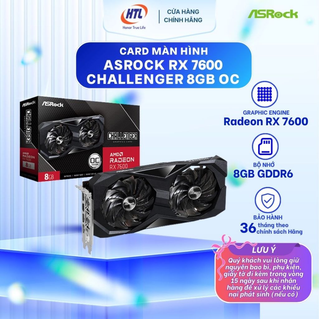Card màn hình ASRock AMD Radeon RX 7600 Challenger 8GB OC