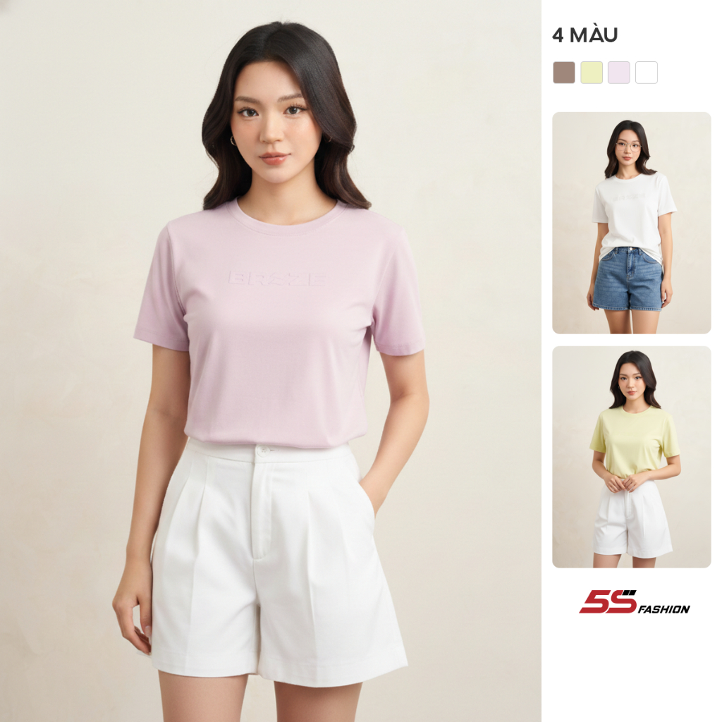 Áo Thun Nữ Ngắn Tay BREEZE COMFORT TEE, Chất Cotton Mát, Thiết Kế In Trẻ Trung W0ATS26010