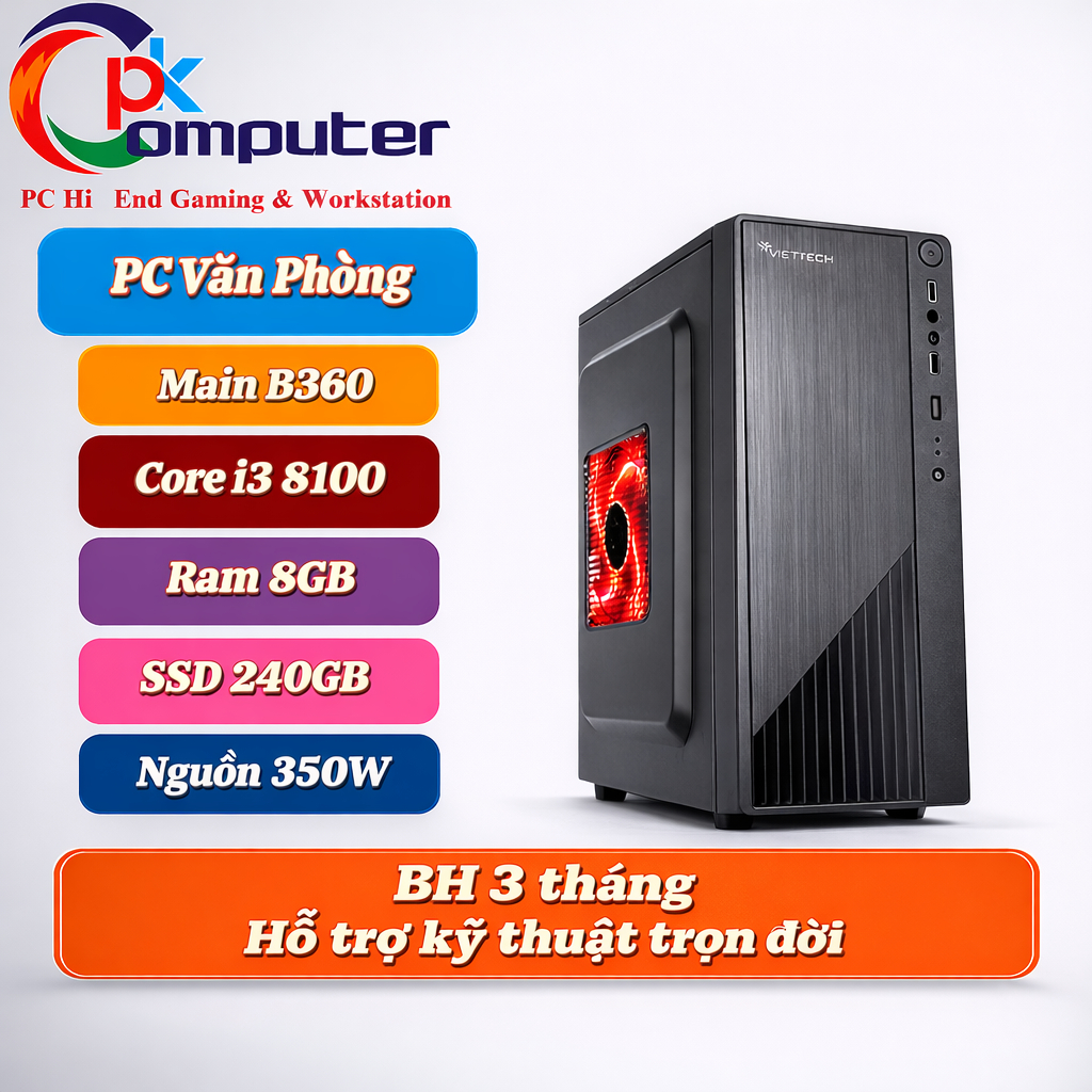 PC Văn Phòng  i3 8100 | RAM 8GB DDR4 | SSD 240GB | PC Văn Phòng Gen 8
