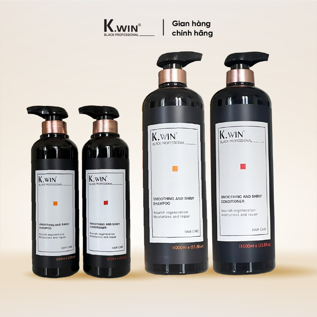 Bộ đôi dầu gội xả K.win mềm mượt, ngăn dầu 650ml - 1000ml
