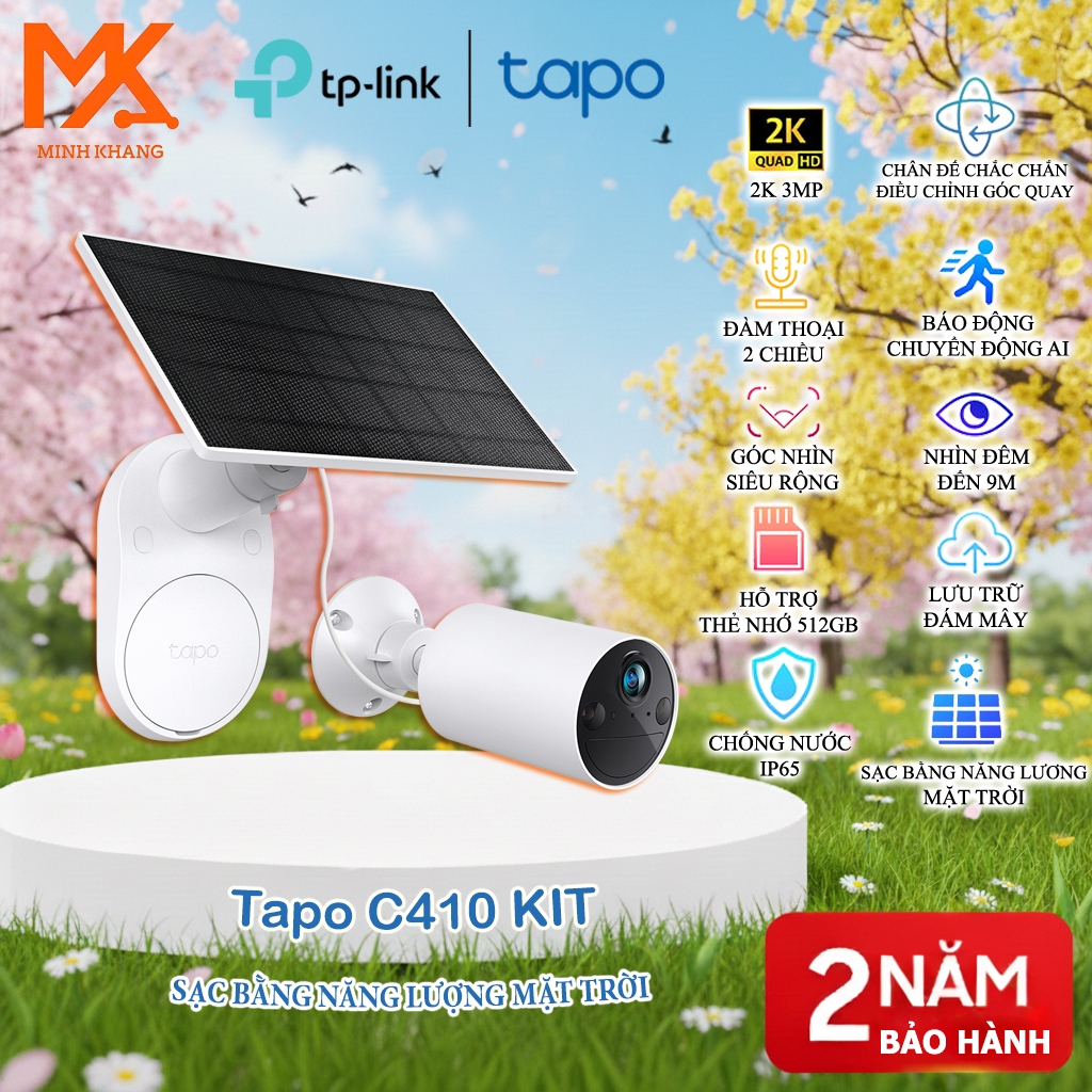 [Chính Hãng TP-Link] Tapo C400/C410 KIT – Camera AI An Ninh Ngoài Trời Năng Lượng Mặt Trời - TẶNG ĐẾ