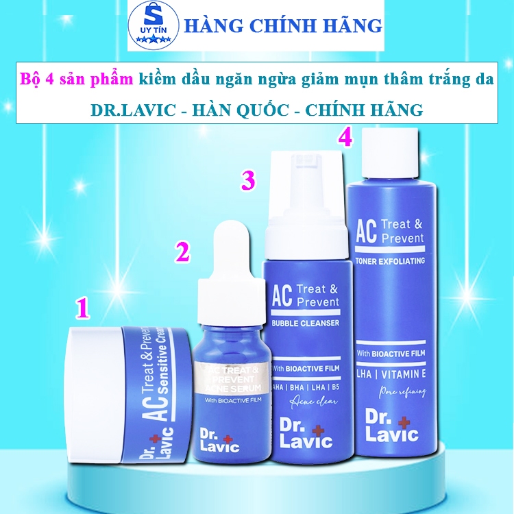 NGUYÊN BỘ dưỡng da dầu mụn Dr.lavic combo drlavic hàn quốc dr lavic chính hãng drlavis màu xanh biển