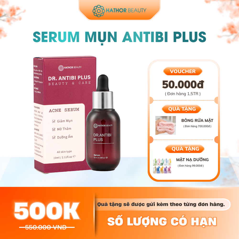 Serum mụn Dr Antibi Plus Hathor Beauty 15ml hỗ trợ giảm mụn viêm mụn li ti  kiểm dầu thu nhỏ