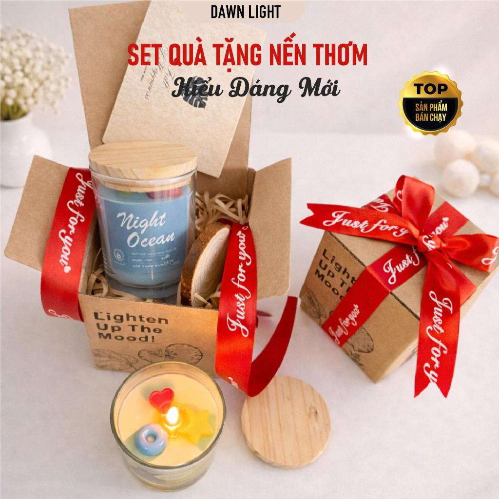 Nến Thơm Cao Cấp Quà Tặng Dawn Light Thư Giãn Dễ Ngủ An Toàn Không Khói Decor Phòng Quà Sinh Nhât, Phụ nữ VN 20/10