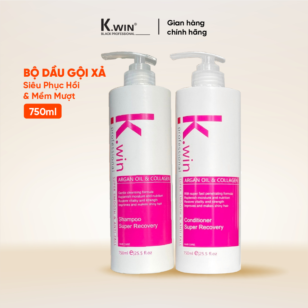 Cặp dầu gội xả K.win phục hồi mềm mượt tóc 750ml