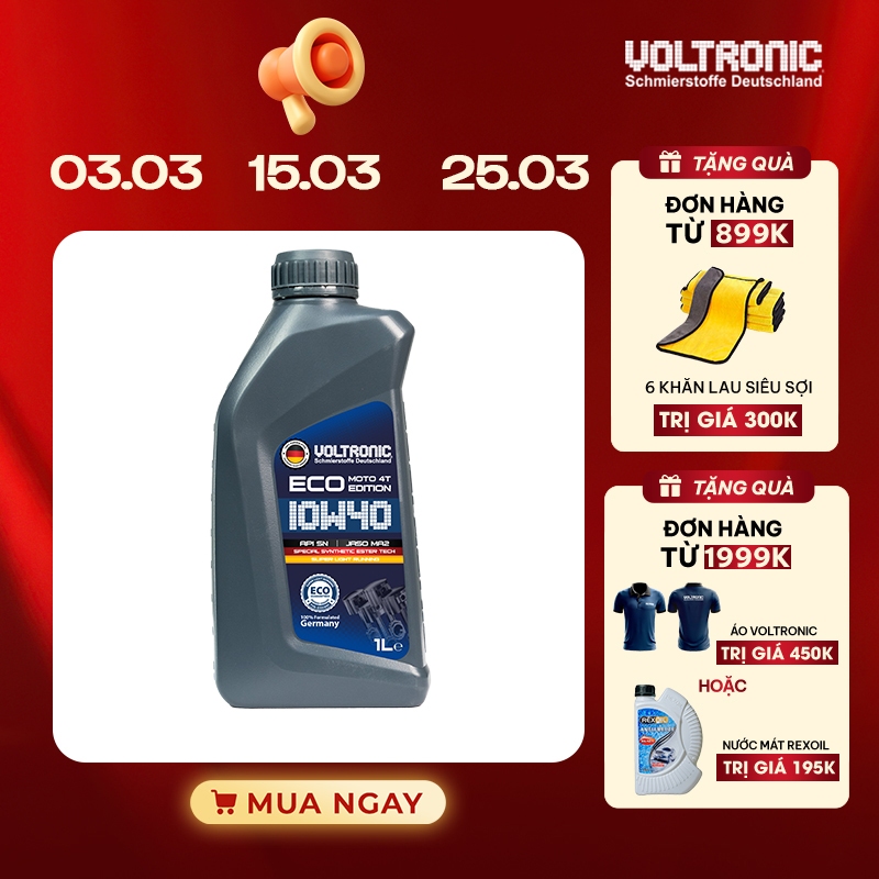Dầu nhớt xe số côn tay Voltronic ECO Moto 4T Edition SAE 10W40 1L