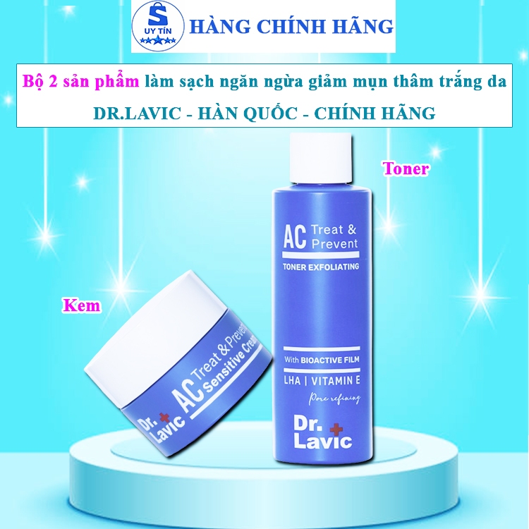 COMBO 2 kem mụn dr.lavic hàn quốc toner drlavic chính hãng nước hoa hồng dr lavic cho da dầu mụn 959