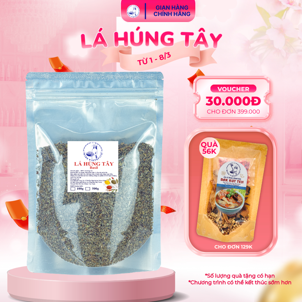 Lá húng tây (húng quế) basil khô Miss Vietspice