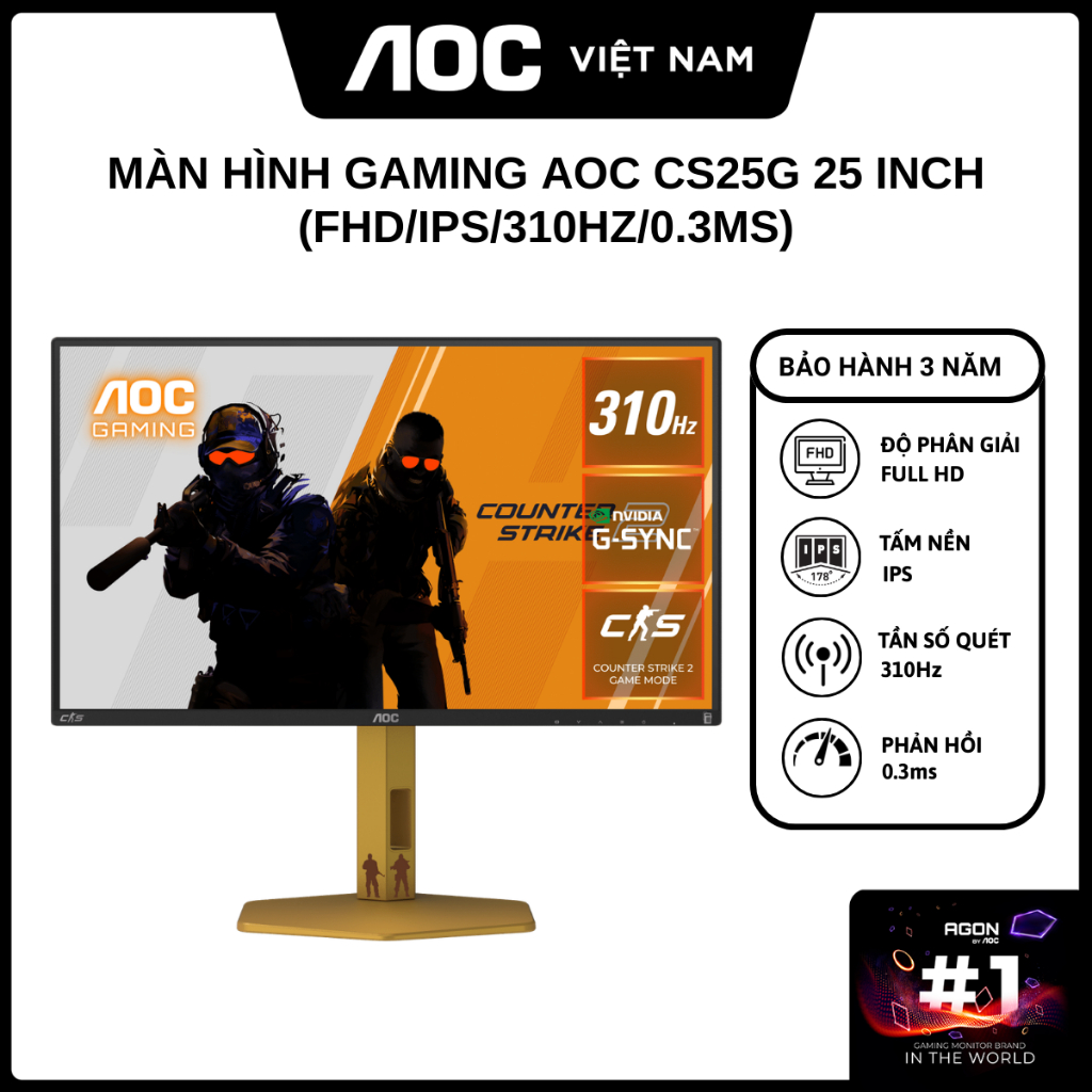 Màn Hình Gaming AOC CS25G 24.5 inch ( FHD/Fast IPS/310Hz/0.3ms ) - Hàng Chính Hãng